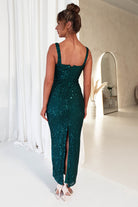 MANIJU Wedding Guest Dresses Cosette Sequin Midi Dress | Emerald Green