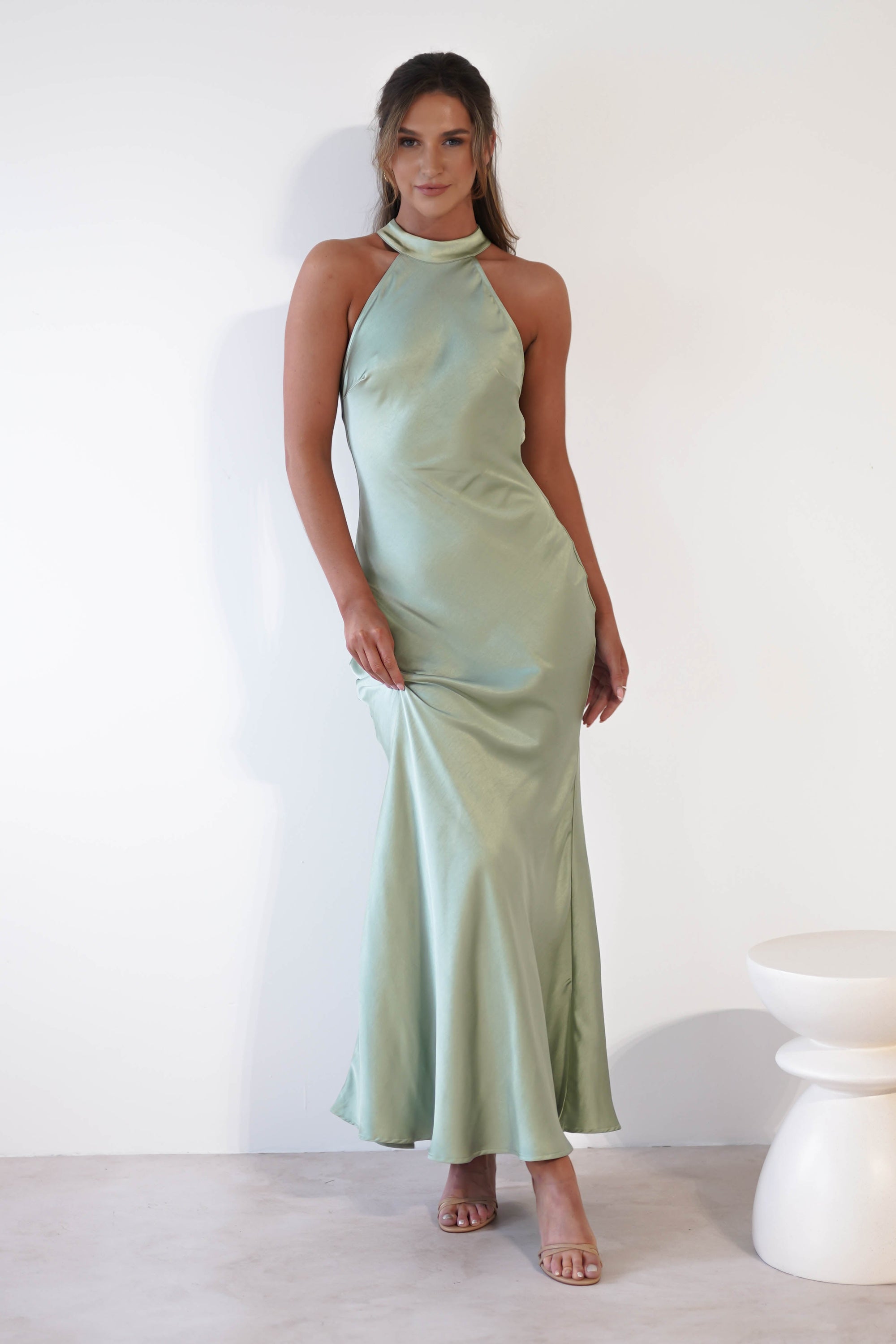 Natalia Soft Satin Maxi Dress | Sage Green - Oh Hello Clothing