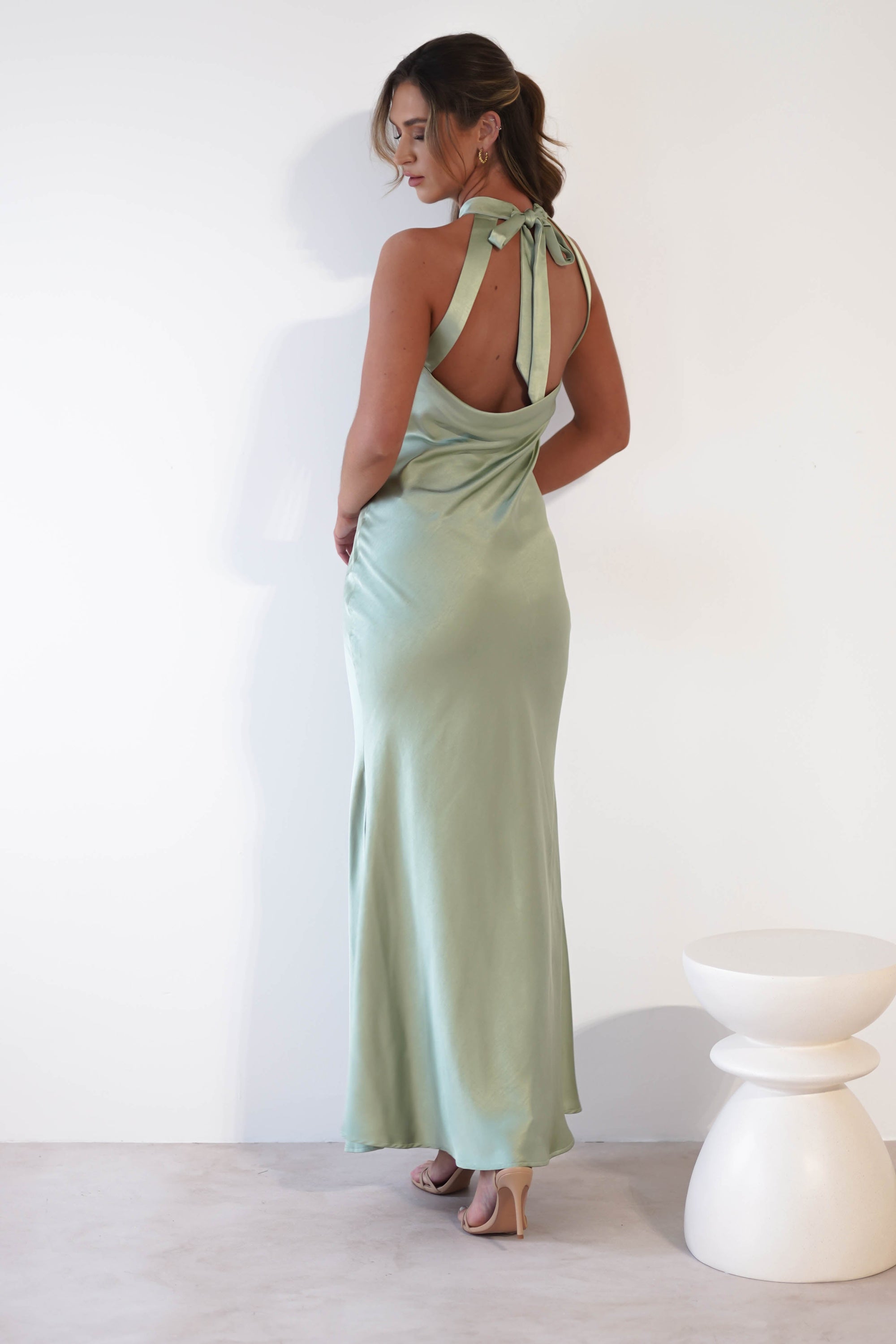 Natalia Soft Satin Maxi Dress | Sage Green - Oh Hello Clothing