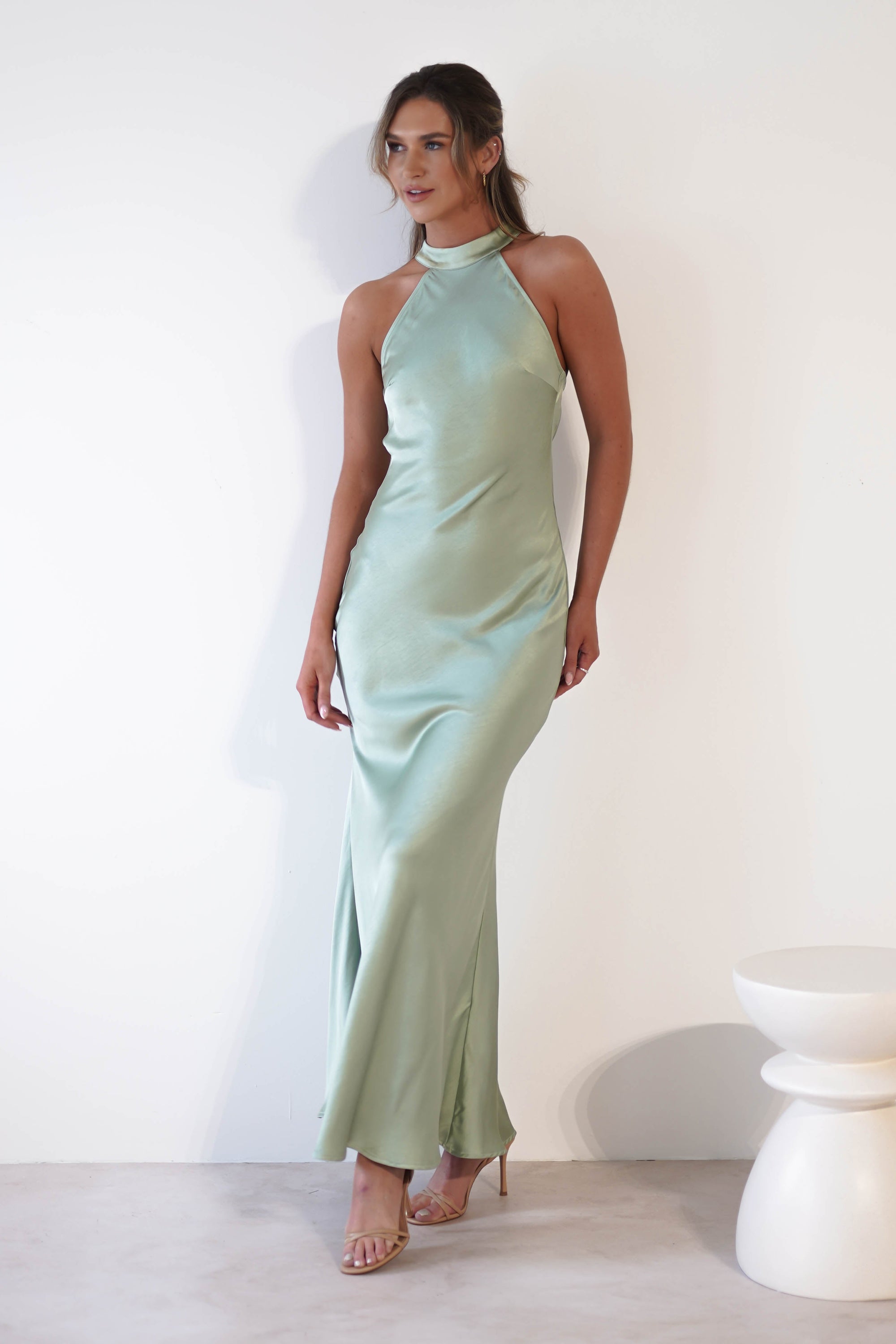 Natalia Soft Satin Maxi Dress | Sage Green - Oh Hello Clothing