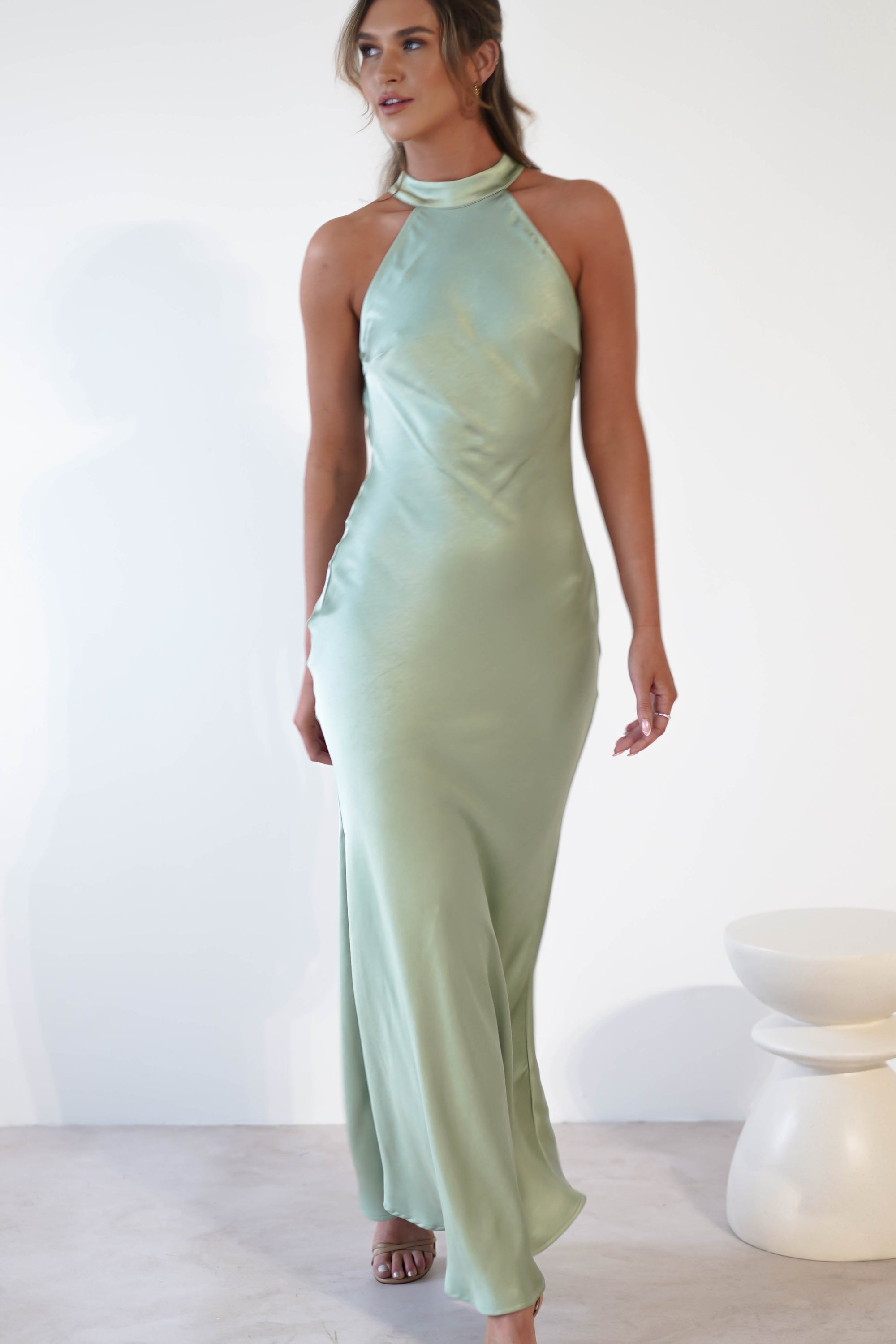 Natalia Soft Satin Maxi Dress | Sage Green - Oh Hello Clothing