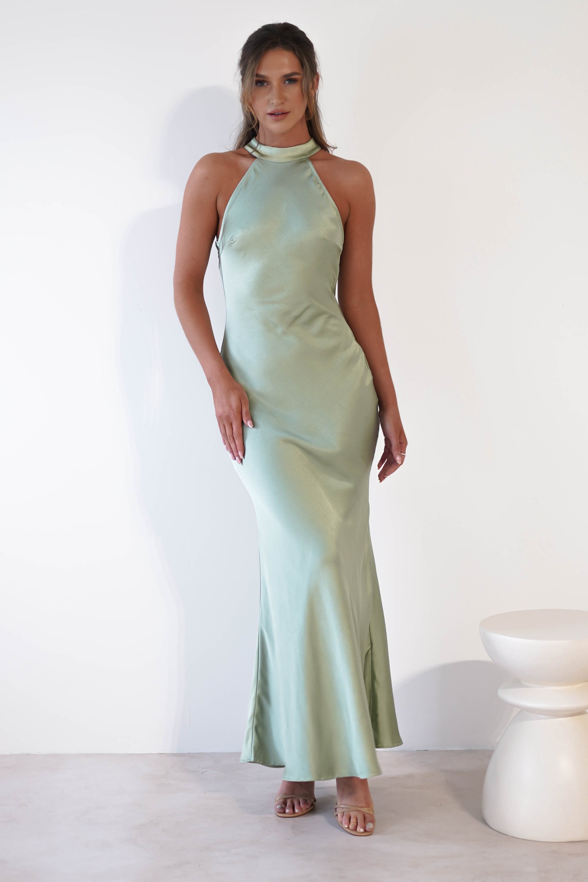 Natalia Soft Satin Maxi Dress | Sage Green - Oh Hello Clothing