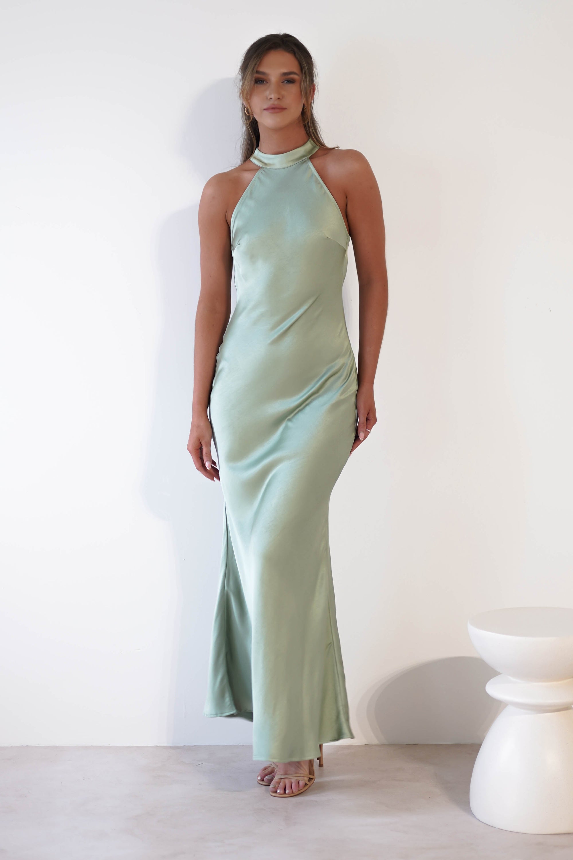 Natalia Soft Satin Maxi Dress | Sage Green - Oh Hello Clothing