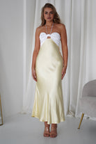 Isla Halterneck Maxi Dress | Yellow/White - Oh Hello Clothing