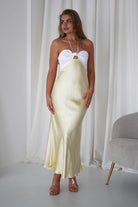 Isla Halterneck Maxi Dress | Yellow/White - Oh Hello Clothing