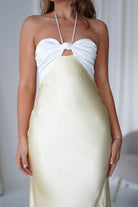 Isla Halterneck Maxi Dress | Yellow/White - Oh Hello Clothing