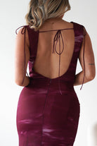 Factory Wedding Guest Dresses Drew Mesh Printed Maxi Dress | Wine Print