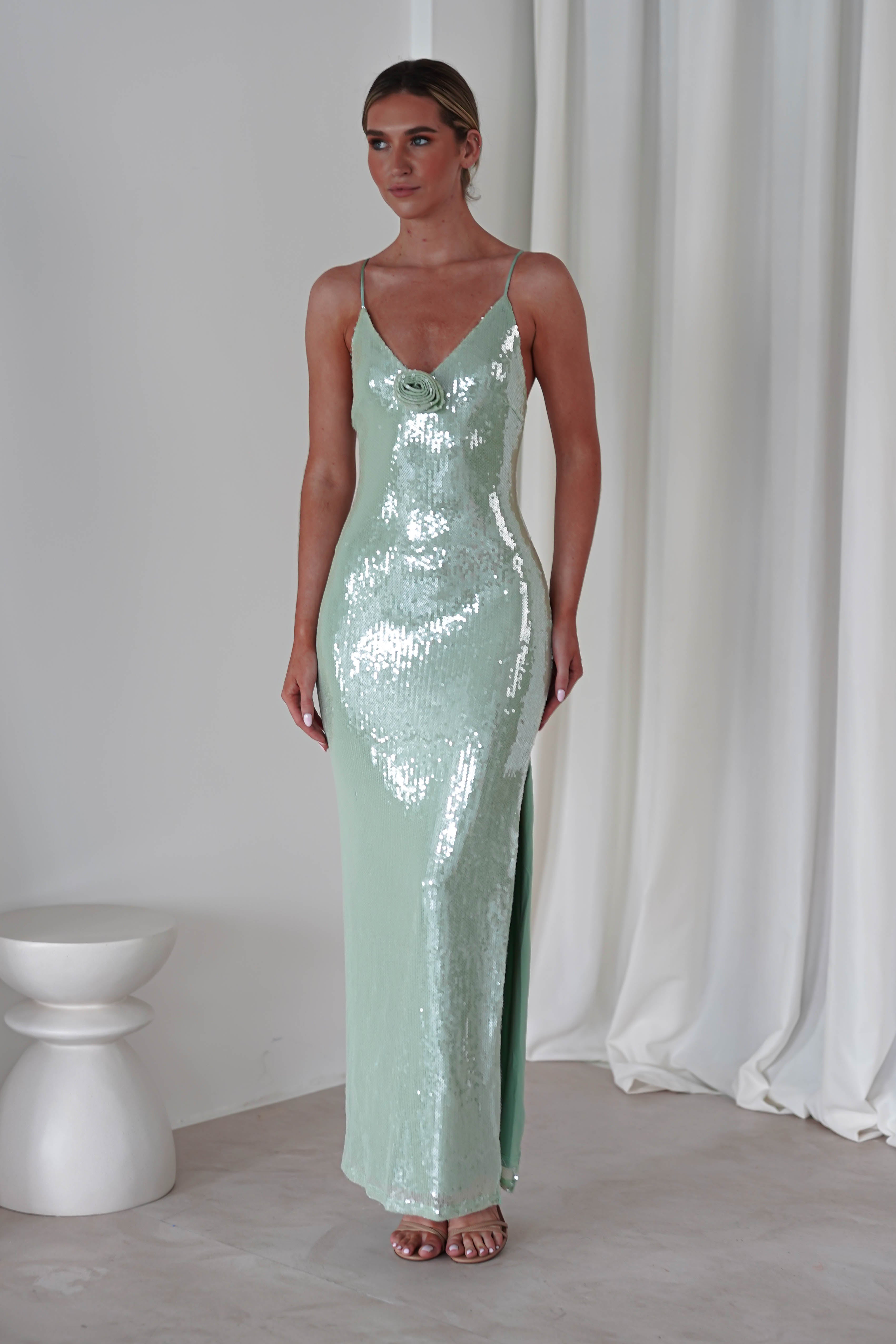Ellba Sequin Maxi  | Mint - Oh Hello Clothing