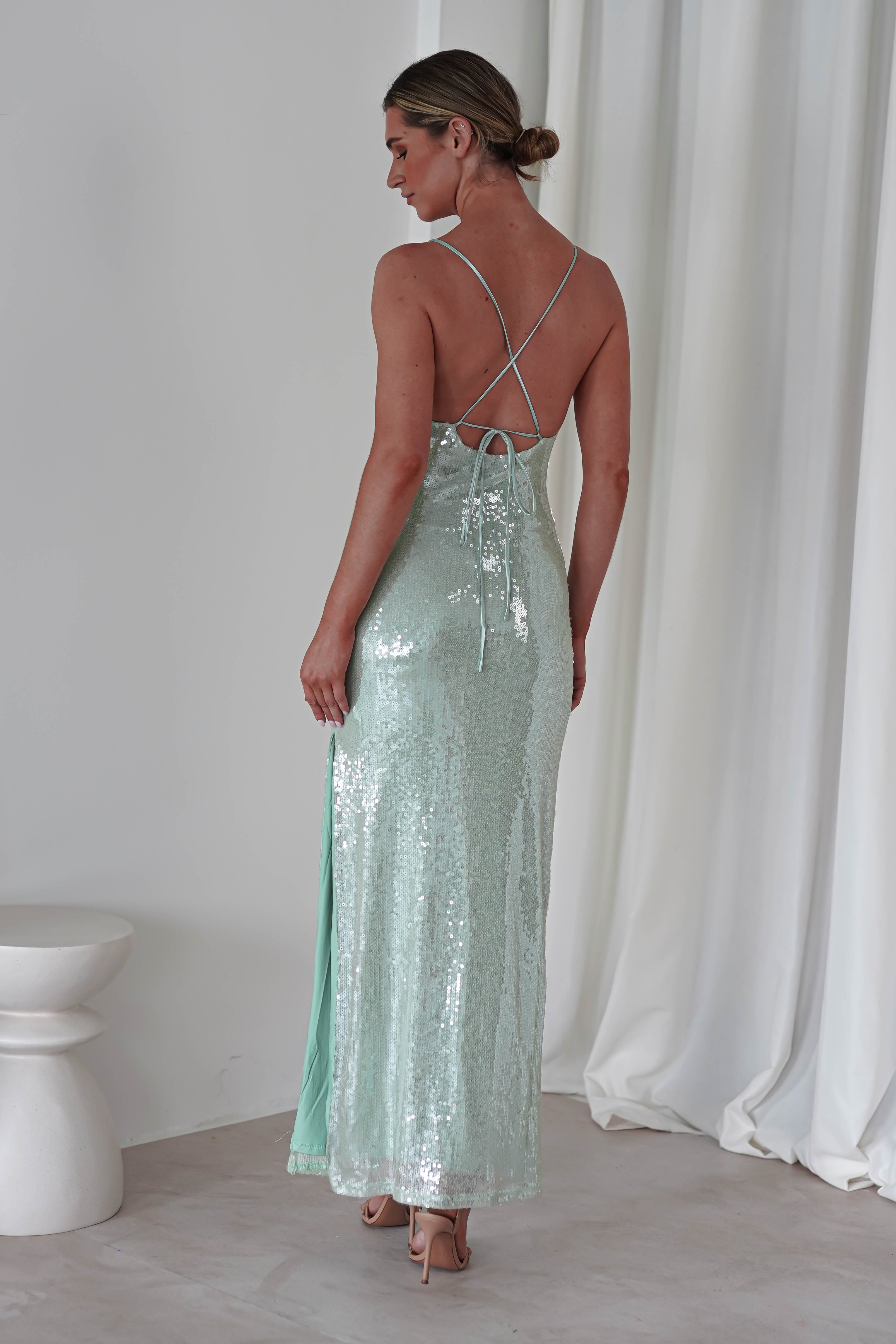 Ellba Sequin Maxi  | Mint - Oh Hello Clothing