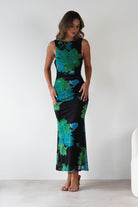 Elysia Bodycon Mesh Maxi Dress | Black/Green | Oh Hello Clothing | XS (6)