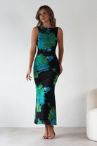 Elysia Bodycon Mesh Maxi Dress | Black/Green | Oh Hello Clothing | XS (6)