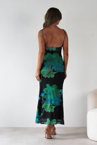Elysia Bodycon Mesh Maxi Dress | Black/Green | Oh Hello Clothing | XS (6)