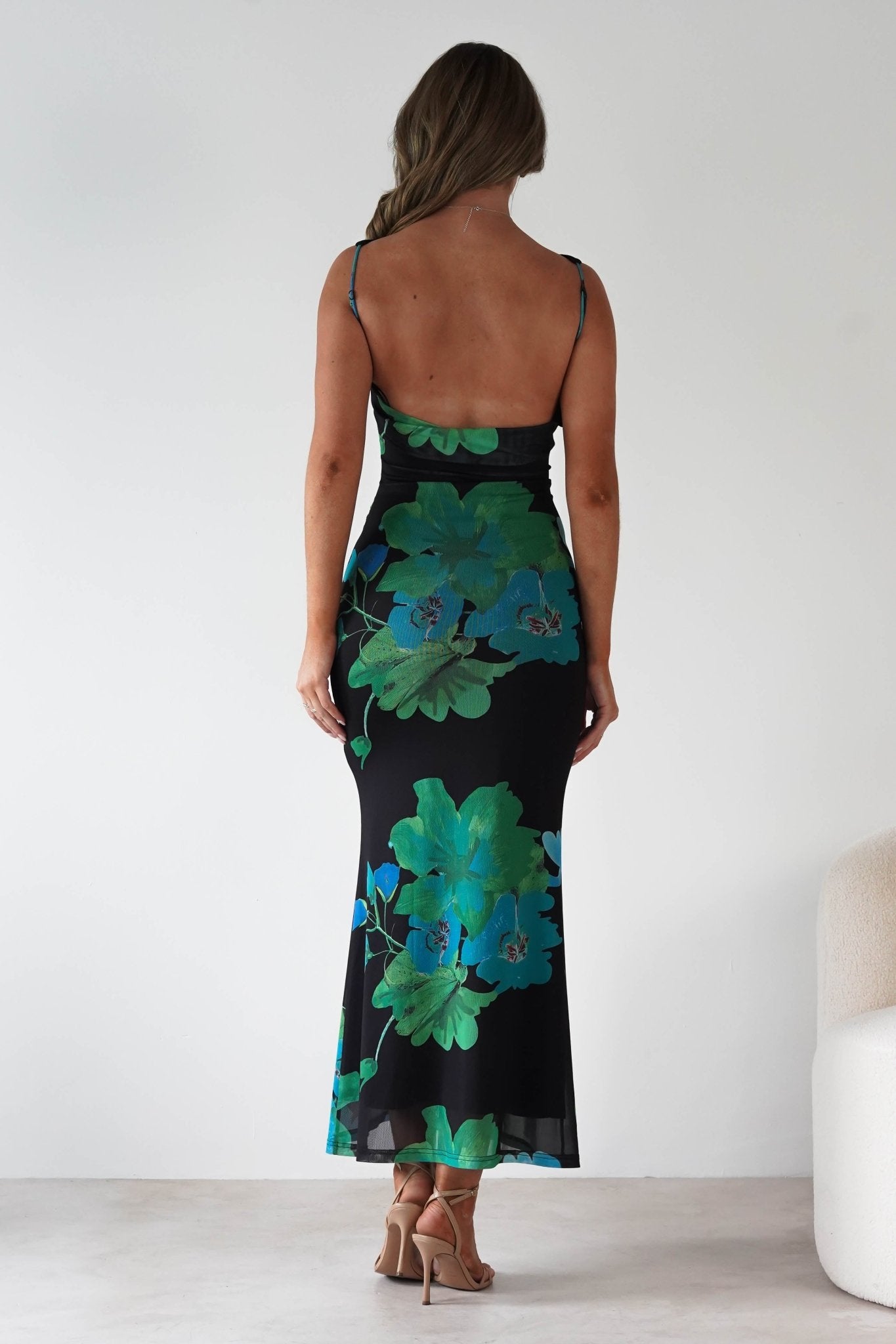 Elysia Bodycon Mesh Maxi Dress | Black/Green | Oh Hello Clothing | XS (6)