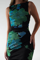Elysia Bodycon Mesh Maxi Dress | Black/Green | Oh Hello Clothing | XS (6)