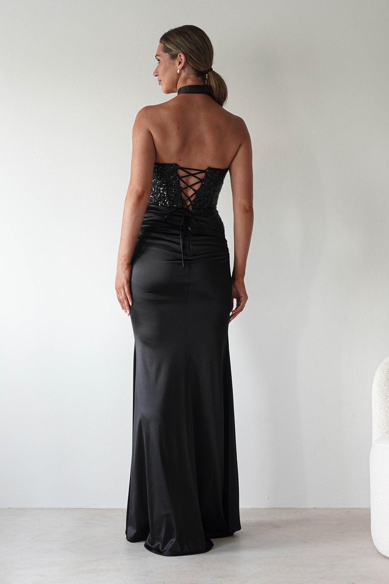 Elysia Sequin Embellished Bodice Gown | Black | Oh Hello Clothing | S (8)