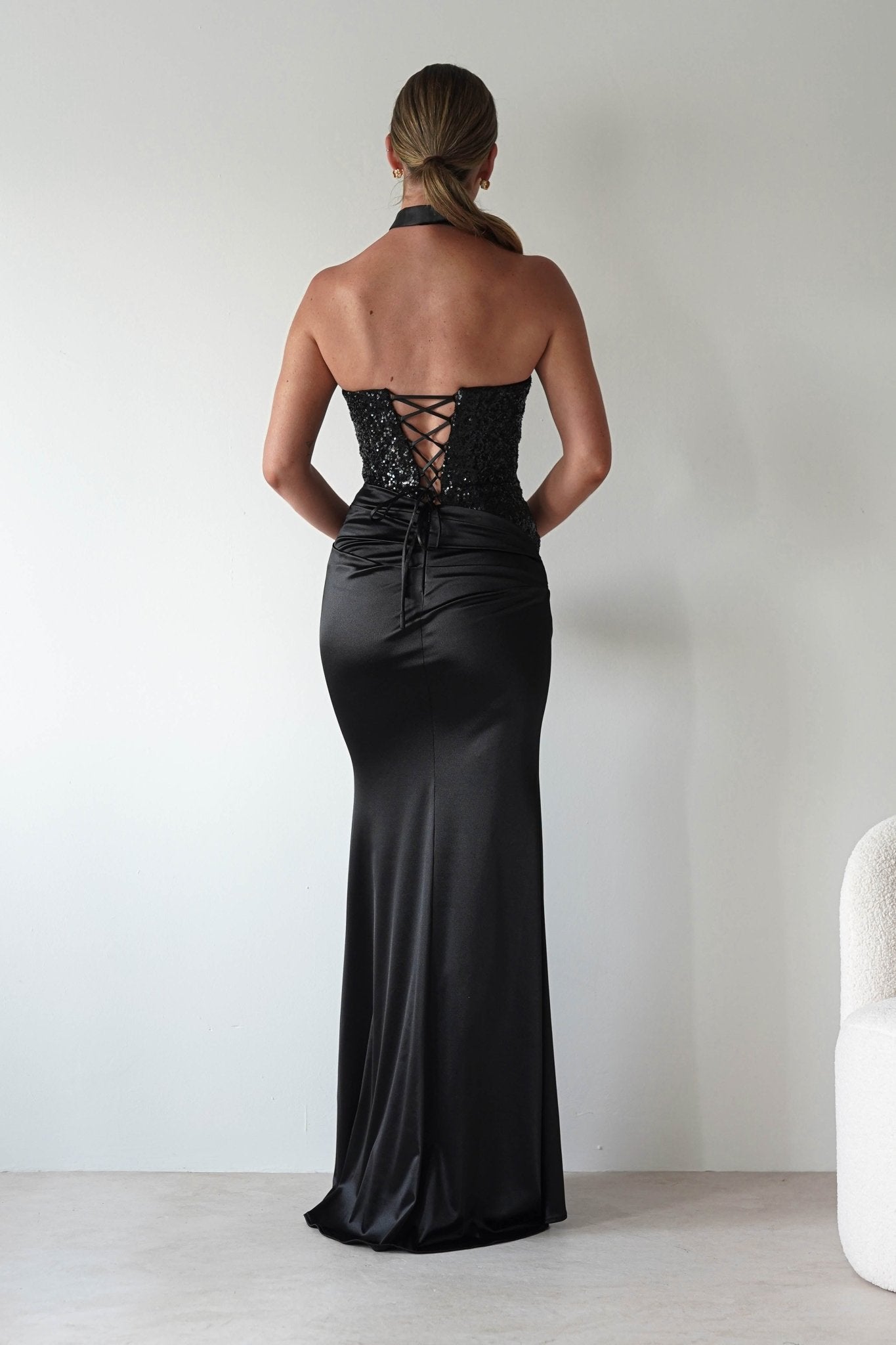 Elysia Sequin Embellished Bodice Gown | Black | Oh Hello Clothing | S (8)