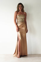 Elysia Sequin Embellished Bodice Gown | Gold | Oh Hello Clothing | XS (6)