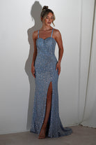 Ember Bodycon Sequin Gown | Slate Blue - Oh Hello Clothing