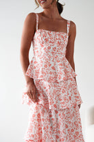 Emily Floral Ruffle Maxi  | Orange Print - Oh Hello Clothing