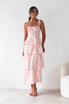 Emily Floral Ruffle Maxi  | Orange Print - Oh Hello Clothing