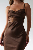 Everleigh Soft Satin Midaxi Dress | Brown | Oh Hello Clothing | XS (6)