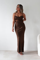 FACTORY Dresses Everleigh Soft Satin Midaxi Dress | Brown