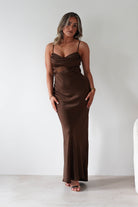 FACTORY Dresses Everleigh Soft Satin Midaxi Dress | Brown