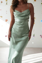 Everleigh Soft Satin Midi Dress | Sage | Oh Hello Clothing | XS (6)