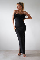 Gabbie Feather Bodycon Bandage Dress | Black | Oh Hello Clothing | S (8)