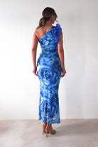 Genie Ruffle Printed Maxi Dress | Blue - Oh Hello Clothing