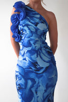 Genie Ruffle Printed Maxi Dress | Blue - Oh Hello Clothing