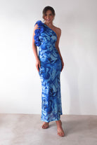 Genie Ruffle Printed Maxi Dress | Blue - Oh Hello Clothing