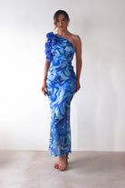Genie Ruffle Printed Maxi Dress | Blue - Oh Hello Clothing