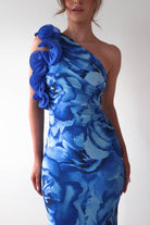 Genie Ruffle Printed Maxi Dress | Blue - Oh Hello Clothing