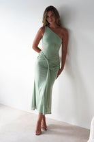 Georgia Mesh Midaxi Dress | Sage | Oh Hello Clothing | XS (6)