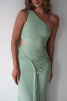 Georgia Mesh Midaxi Dress | Sage | Oh Hello Clothing | XS (6)