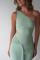 Georgia Mesh Midaxi Dress | Sage | Oh Hello Clothing | XS (6)