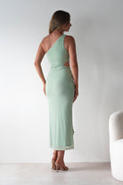 Georgia Mesh Midaxi Dress | Sage | Oh Hello Clothing | XS (6)