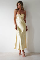 Grace Soft Satin Maxi  | Yellow - Oh Hello Clothing
