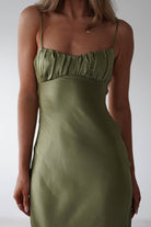 Grace Soft Satin Maxi  | Olive - Oh Hello Clothing