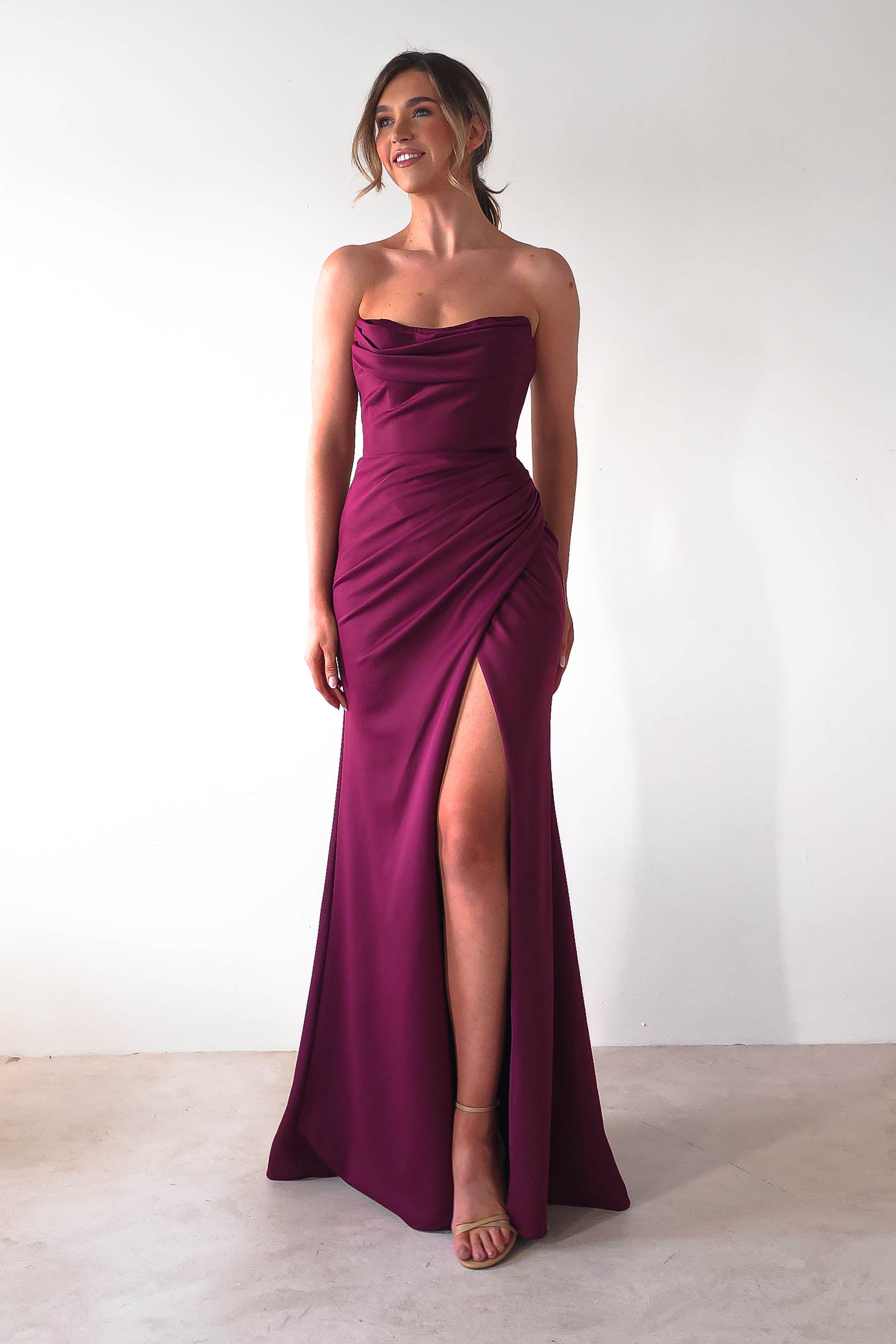 Grasie Bodycon Strapless Gown | Wine - Oh Hello Clothing