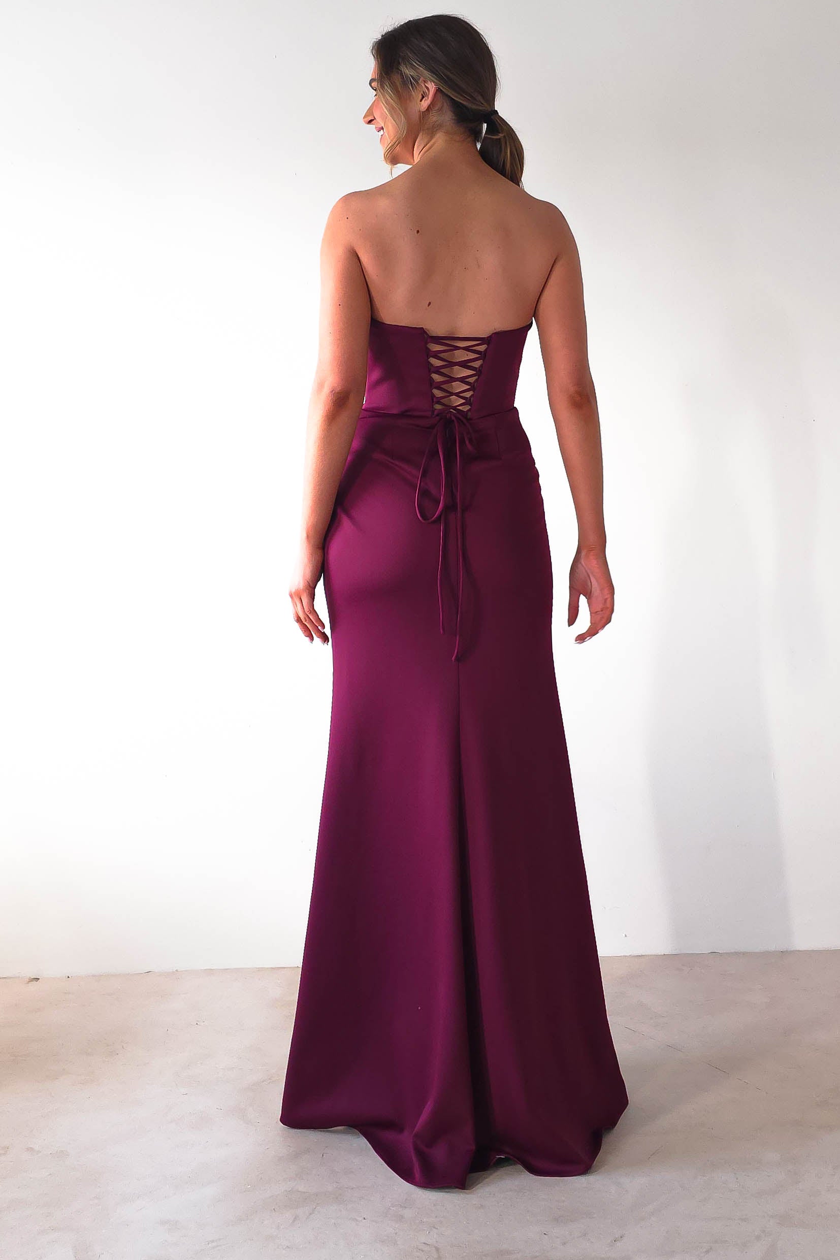 Grasie Bodycon Strapless Gown | Wine - Oh Hello Clothing