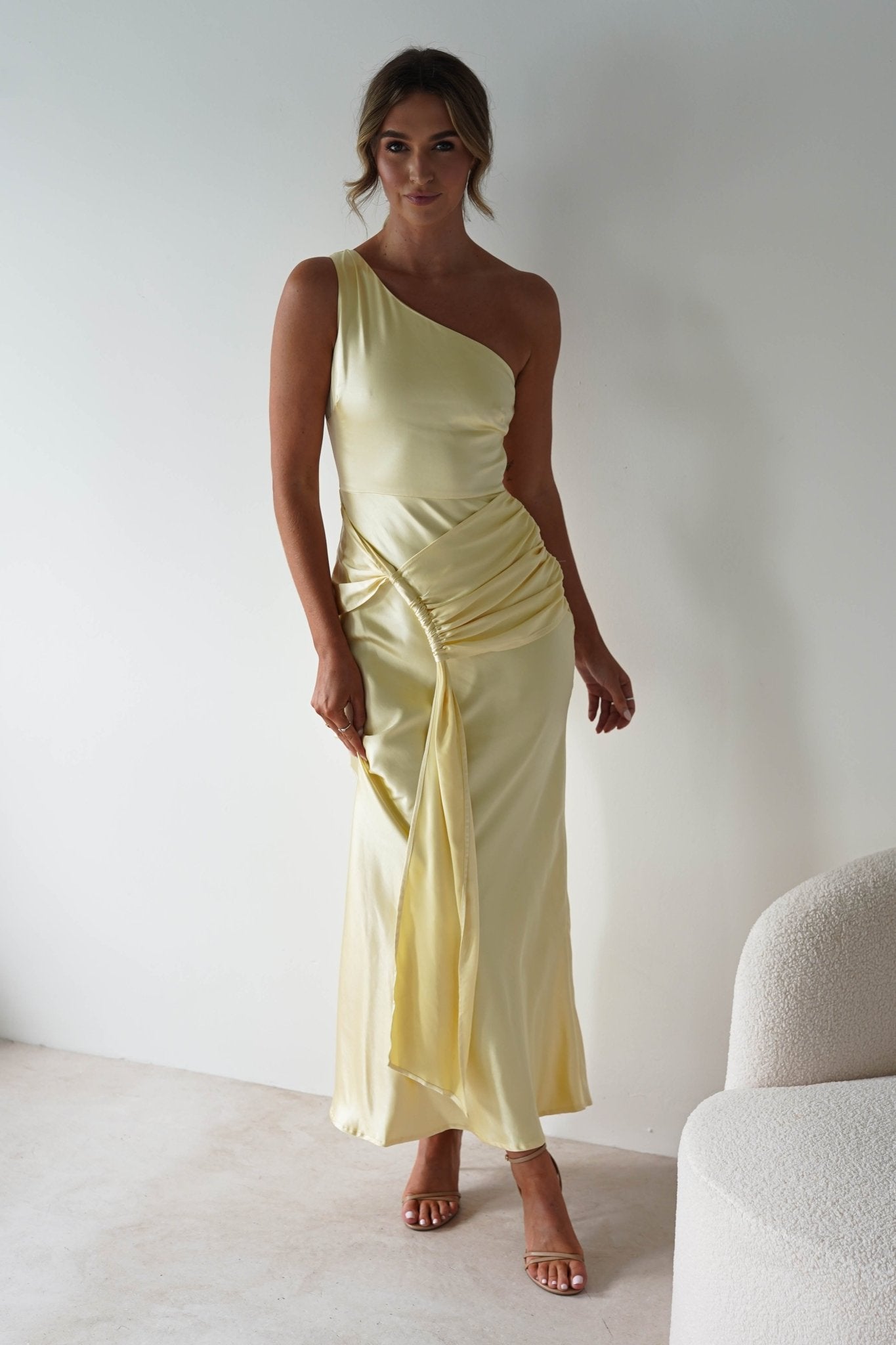 Harissa Soft Satin Maxi Dress | Yellow | Oh Hello Clothing | XS (6)