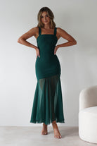 Harmony Square Neck Bodycon Maxi Dress | Dark Green | Oh Hello Clothing | XS (6)