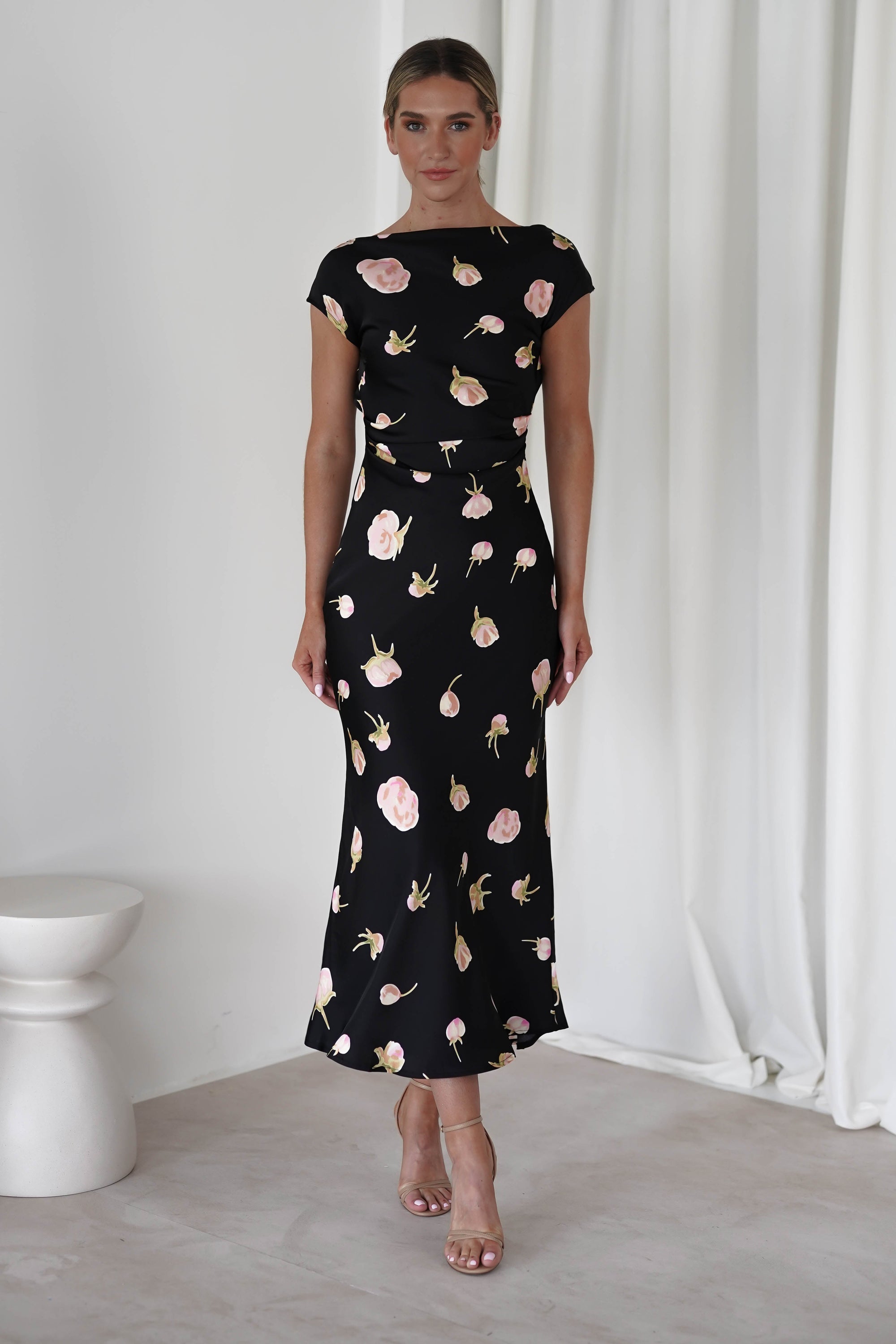 Hazel Soft Floral Maxi Dress | Black | Oh Hello Clothing | XS (6)