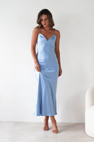 Hermie Silky Satin Maxi  | Blue 