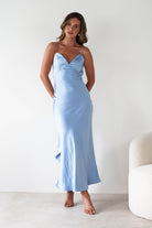 Hermie Silky Satin Maxi  | Blue 
