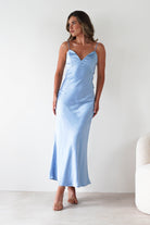 Hermie Silky Satin Maxi  | Blue 
