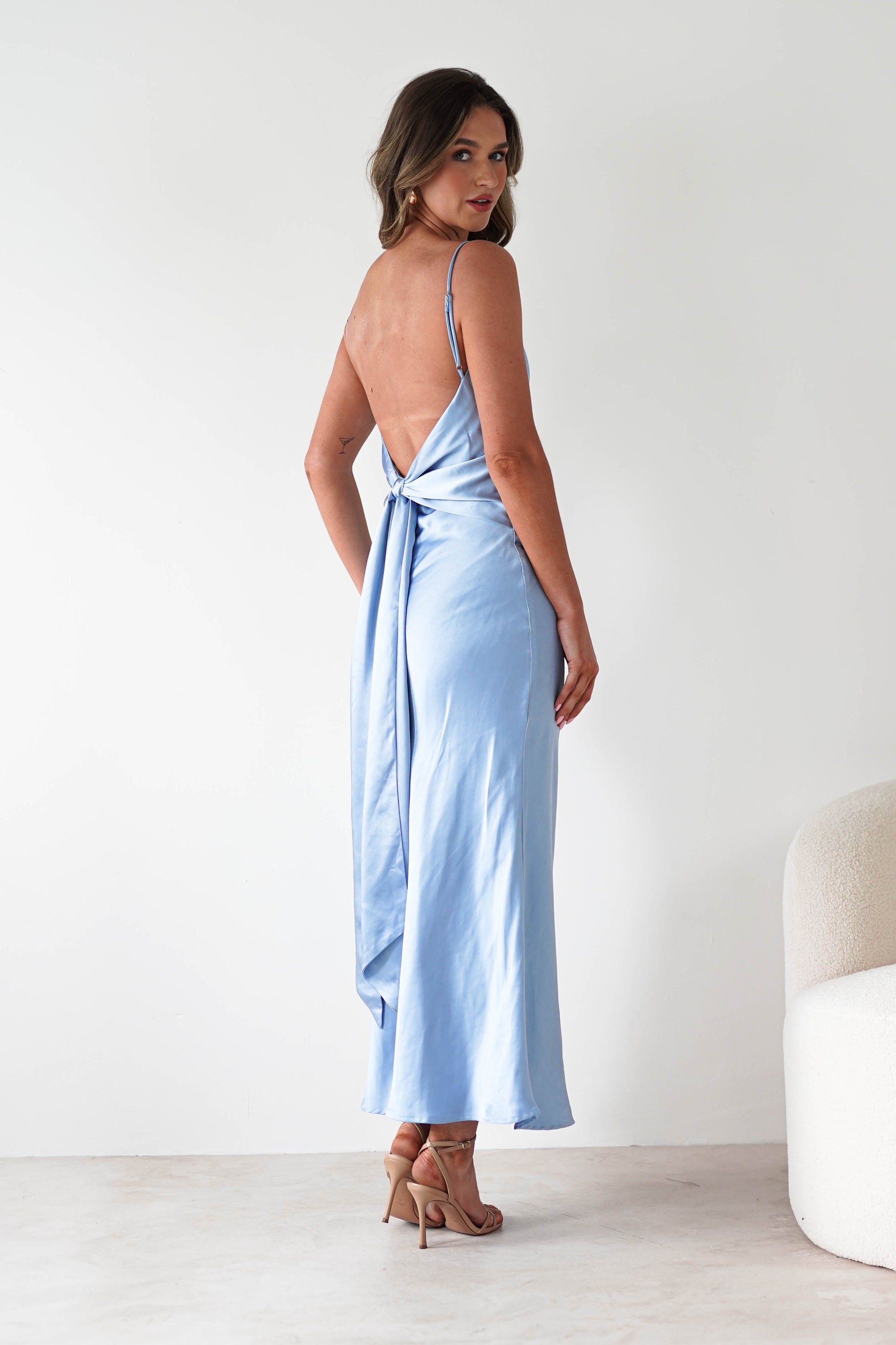 Hermie Silky Satin Maxi Dress | Blue | Oh Hello Clothing | XS (6)