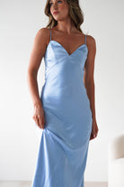 Hermie Silky Satin Maxi  | Blue 